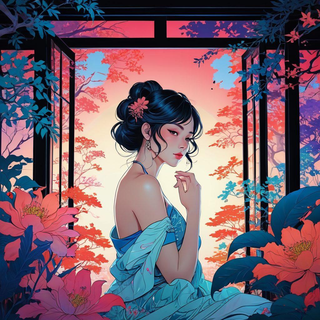 A vibrant, dynamic composition featuring colorful frames of erotic animation elements, such as illustrative characters with expressive poses and fantastical backgrounds. Incorporate subtle nods to different art styles within the hentai genre, like traditional Japanese ink and modern digital flair. The scene should evoke a sense of storytelling and intimacy, with graceful lines and rich textures that invite exploration. Add a mystical, dreamlike quality with soft glows and ethereal colors. super-realistic. vibrant colors. 3D.